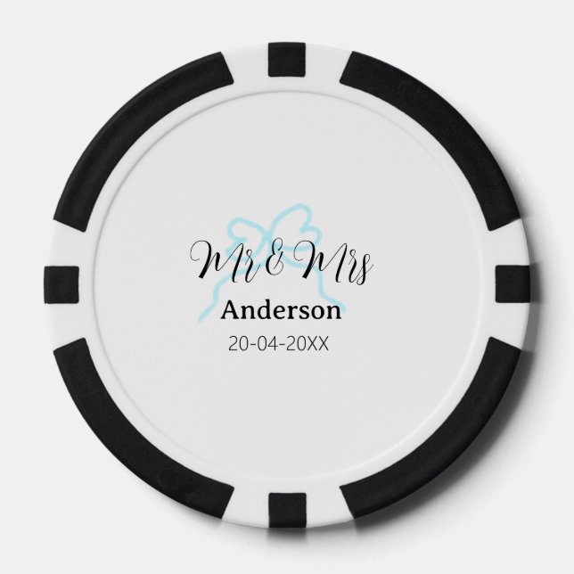 Herr & Frau Familienname Datum Jahr Hochzeit Bogen Pokerchips (Vorderseite)