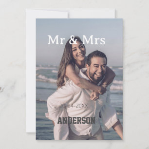 Herr & Frau Familienname Foto Datum Hochzeit Famil Einladung