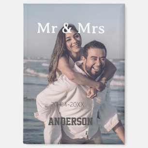 Herr & Frau Familienname Foto Datum Hochzeit Famil Magnet