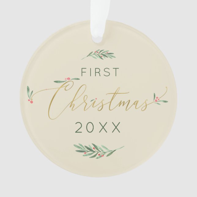 Herr + Frau First Christmas Monogram Typografie Ornament (Vorderseite)