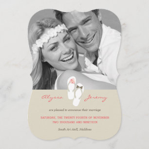 Herr & Frau Flip Flops Beach Hochzeitsankündigung Einladung