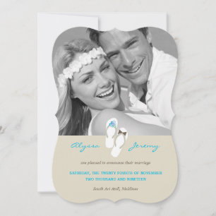 Herr & Frau Flip Flops Beach Hochzeitsankündigung Einladung