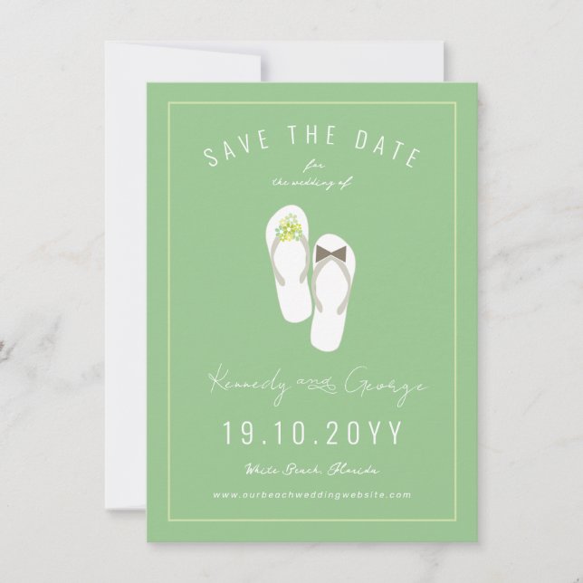 Herr & Frau Flip Flops Daisies Beach Wedding Foto Save The Date (Vorderseite)