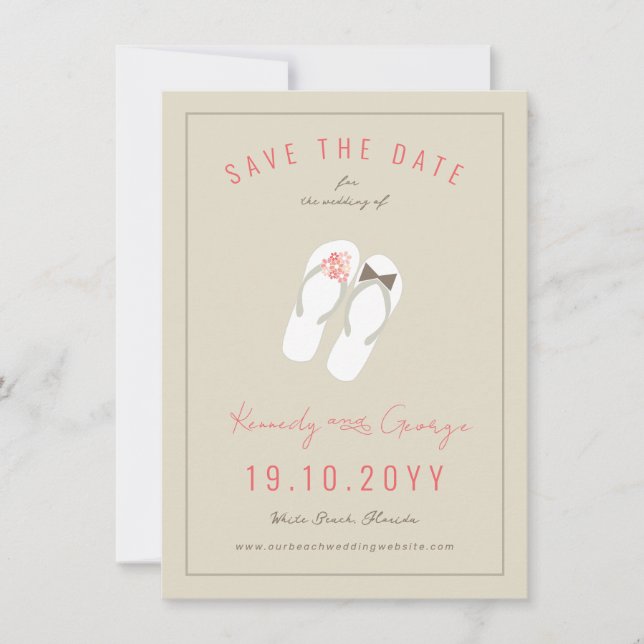 Herr & Frau Flip Flops Daisies Beach Wedding Foto Save The Date (Vorderseite)