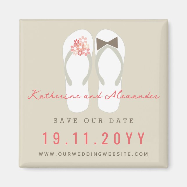 Herr & Frau Flip Flops Sommerhochzeit retten das D Magnet (Vorne)