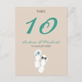 Herr & Frau Flip Flops Wedding Tischnummer Card