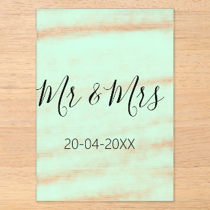 Herr & Frau fügen Familienname Datum Jahr Hochzeit Acryleinladungen