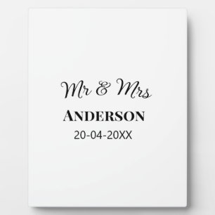 Herr & Frau fügen Familienname Datum Jahr Hochzeit Fotoplatte