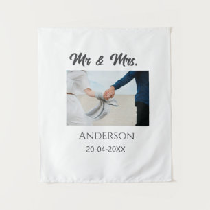 Herr & Frau fügen Familienname Datum Jahr Hochzeit Wandteppich