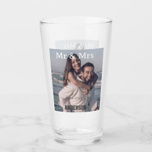 Herr & Frau fügen Familienname Foto Datum Hochzeit Glas