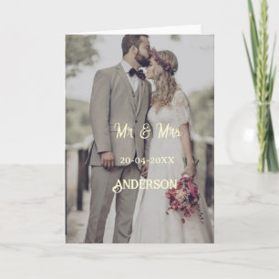 Herr & Frau fügen Familienname Foto Datum Hochzeit Karte
