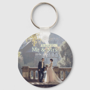 Herr & Frau fügen Familienname Foto Datum Hochzeit Schlüsselanhänger