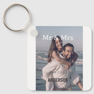 Herr & Frau fügen Familienname Foto Datum Hochzeit Schlüsselanhänger