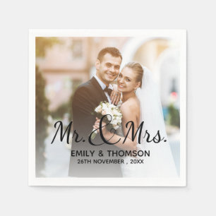 Herr & Frau Hochzeit Custom Foto Paper Napkin Serviette