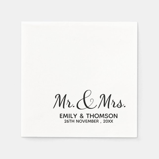 Herr & Frau | Hochzeit | Paper Napkin Serviette (Vorderseite)