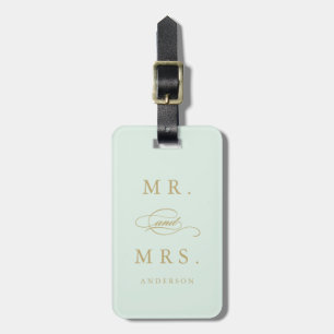 Herr & Frau in Mint & Gold Gepäckanhänger