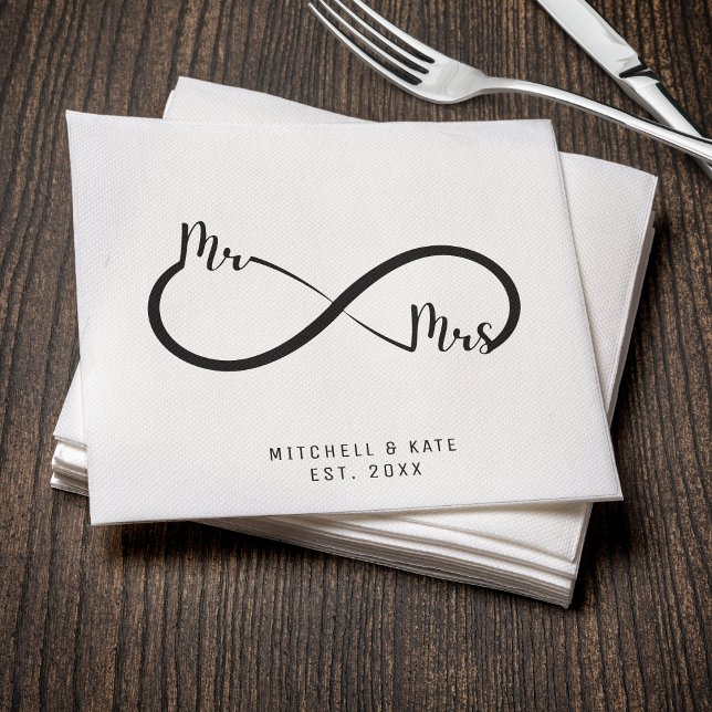 Herr & Frau Infinity Symbol Wedding Serviette (Mr & Mrs Infinity Symbol Wedding Napkins
)