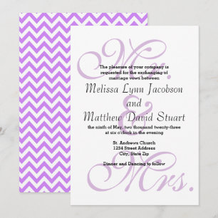 Herr & Frau Lila Chevron - Hochzeitseinladung Einladung