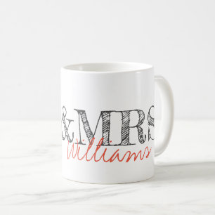 Herr & Frau NAME Moderne Typografie Newlyweds Wedd Kaffeetasse