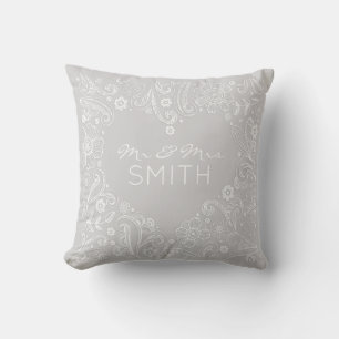 Herr & Frau NAME Wedding Heart Doodle Art Keepake Kissen