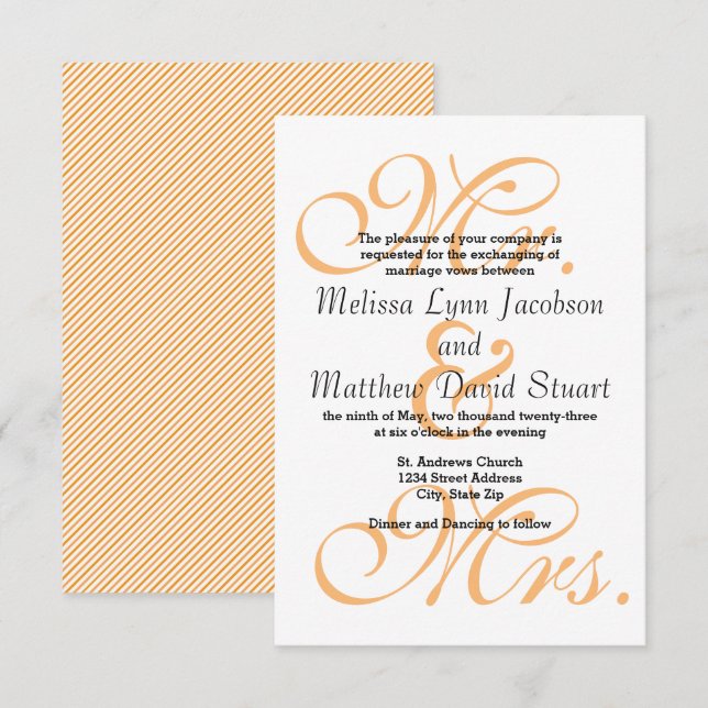 Herr & Frau Peach - 3x5 Einladung zur Hochzeit (Vorne/Hinten)