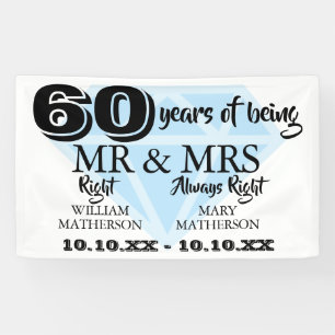 Herr Frau Right Fun Diamantene Hochzeit 60. Hochze Banner