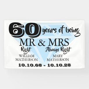 Herr Frau Right Spaß Diamantene Hochzeit 60. Hochz Banner