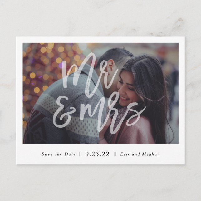 Herr & Frau Save the Date Postcard Postkarte (Vorderseite)