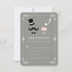 Herr & Frau Schnurrbart und Lippen Vintage Chic Ho RSVP Karte