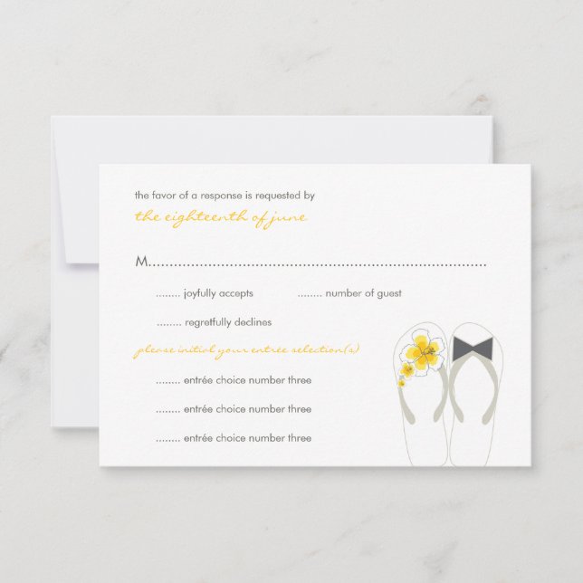 Herr & Frau Summer Flip Flops Beach Wedding RSVP C (Vorderseite)