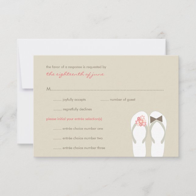 Herr & Frau Summer Flip Flops Beach Wedding RSVP C Karte (Vorderseite)