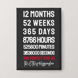 Herr & Frau Time 1st Wedding Anniversary Button