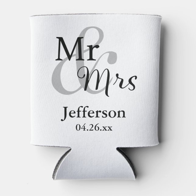 Herr & Frau Wedding mit Name & Datum Dosenkühler (Vorderseite)