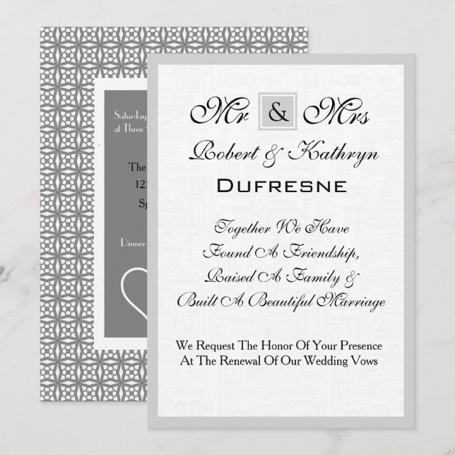 Herr & Frau Wedding Vow Renewal Einladung (Vorne/Hinten)