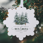 Herr & Frau Winter Forest Watercolor Weihnachten Ornament Karte<br><div class="desc">Herr &Mrs. Winter Forest Watercolor Weihnachtsschmuckkarte</div>