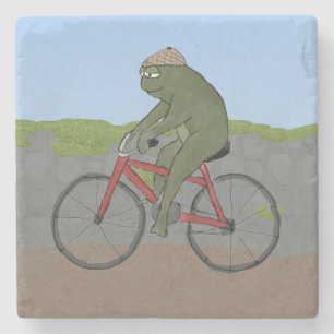 Herr-Frosch auf einem Fahrrad-Untersetzer Steinuntersetzer