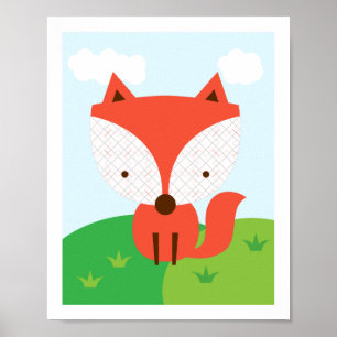 Herr Fuchs - Waldtiere Kinderzimmer Wandbild Poster