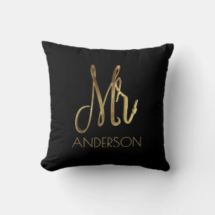 Herr Gold Look Typografy Name Kissen