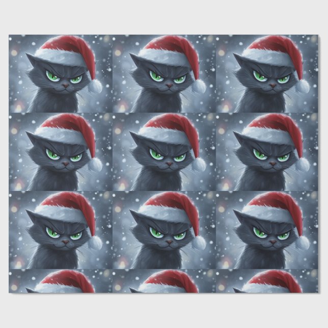 Herr Grumpy Face Weihnachtskatze Geschenkpapier (Flach)