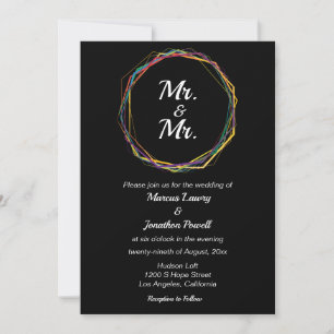 Herr & Herr Gay Wedding Einladung Rainbow Black
