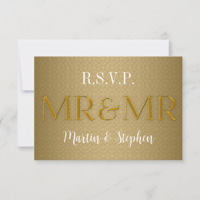 Herr & Herr Gay Wedding RSVP in Gold (Vorderseite)