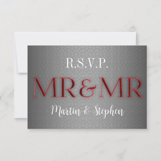 Herr & Herr Gay Wedding RSVP in Silver (Vorderseite)