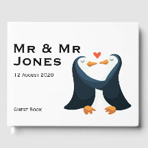 Herr & Herr Penguins Wedding Guest Book (Custom)