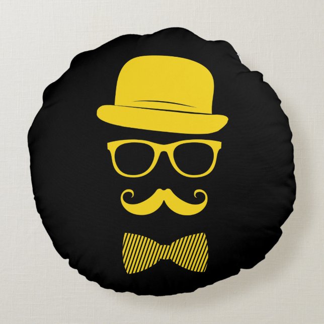 Herr-Hipster Rundes Kissen (Rückseite)