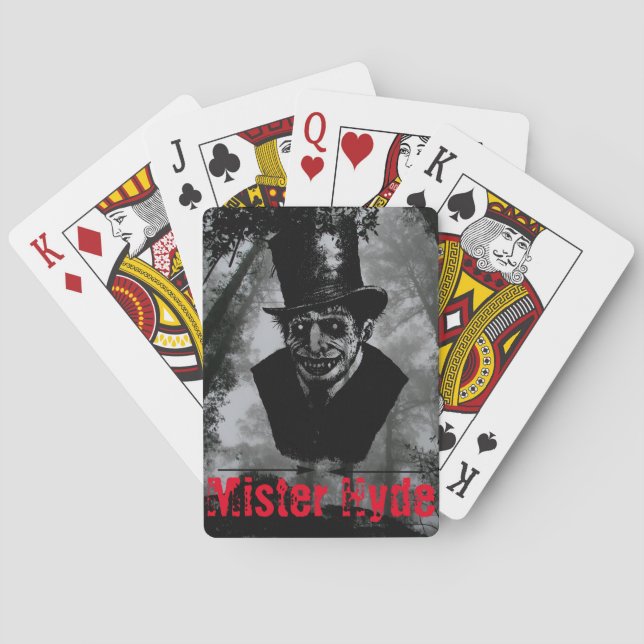 Herr Hyde Dr. Jeckyl spielt Karten Spielkarten (Rückseite)