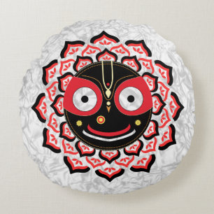 Herr Jagannath Gesicht Chakra Hindu-Gottheit Rundes Kissen