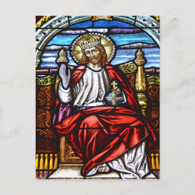 Herr Jesus auf Thronflecken Postkarte (Vorderseite)