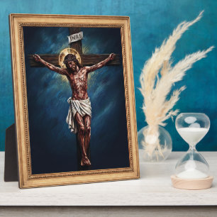 Herr Jesus Christus am Kreuz Kreidezeichnung BL Fotoplatte