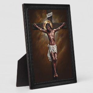 Herr Jesus Christus am Kreuz Kreidezeichnung BN Fotoplatte