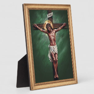 Herr Jesus Christus am Kreuz Kreidezeichnung GR Fotoplatte